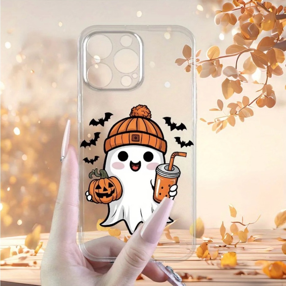Apple iPhone Phone Case Ghost Halloween Pumpkin Transparent Shockproof